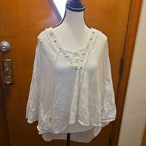 Victoria's Secret White Lace-Up Blouse